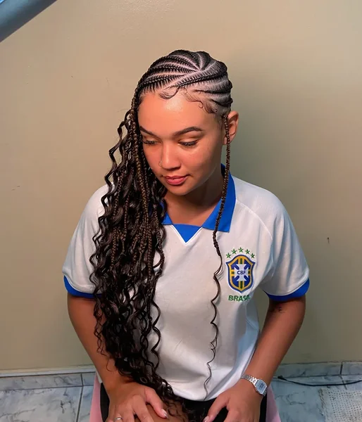 Side-Swept Cornrows into Boho Braids