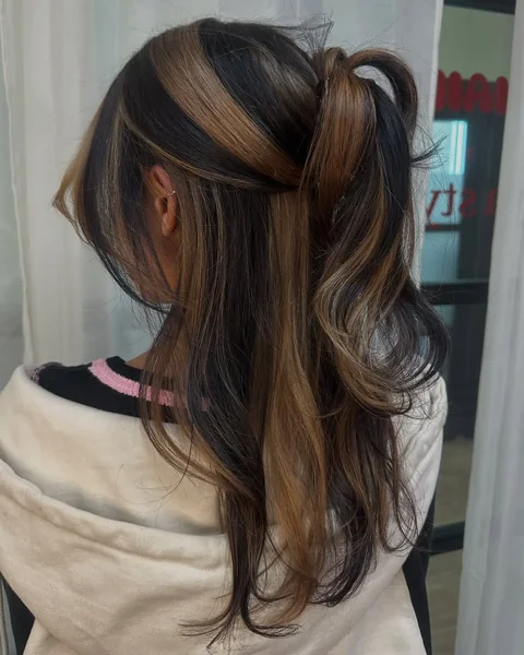 Caramel Streaks Half-Up Pony