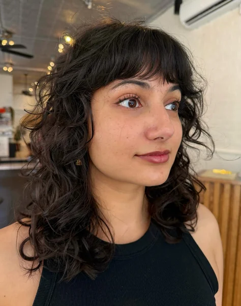 Soft Curly Layers with Full Fringe