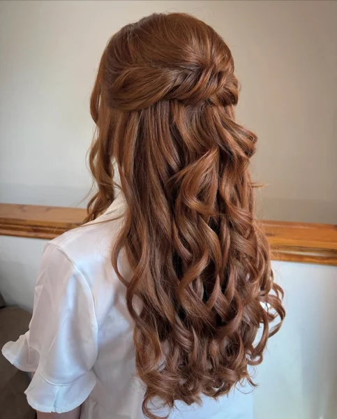 Half-Up Fishtail Braid with Curls