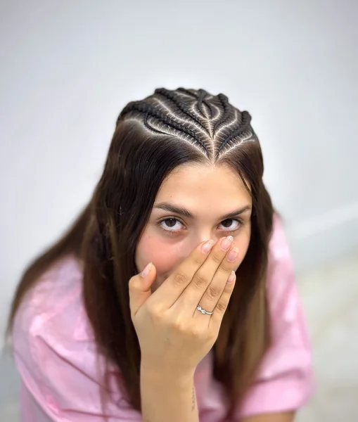 Geometric Cornrows Half-Up