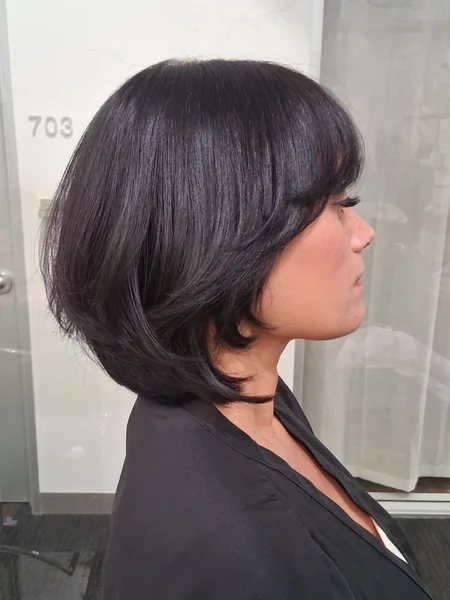 Glossy Black Feathered Bob