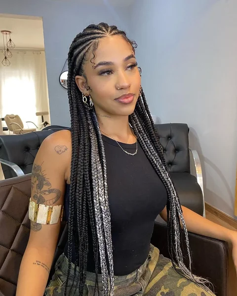Fulani Braids with Silver Accents