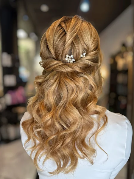 Half Up Twist with Pearls