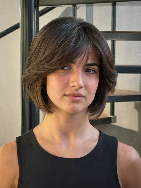 Bob with Curtain Bangs and Flipped Ends