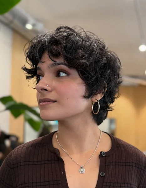Wavy Curly Black Pixie