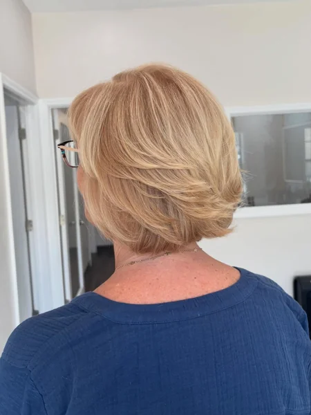 Strawberry Blonde Feathered Bob