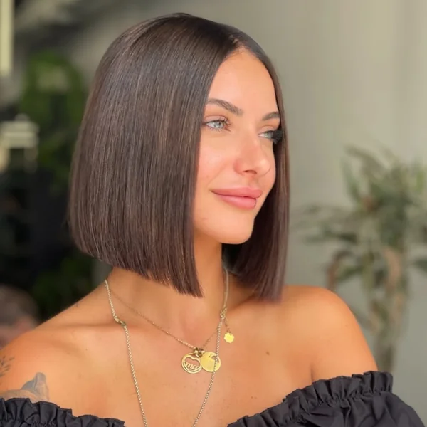 Sleek Brunette Blunt Bob
