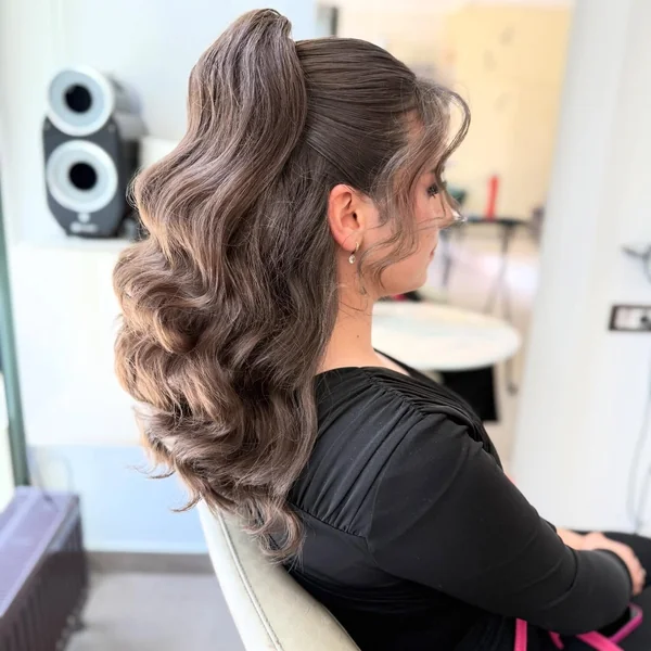 Full Wavy Ponytail with Tendrils
