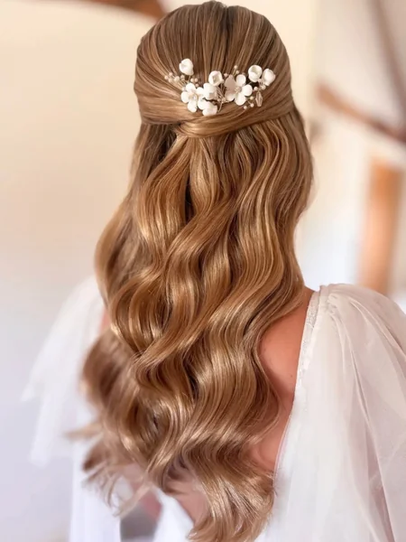 Sleek Half-Up with Blossom Comb
