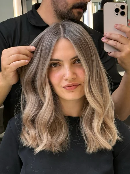 Ash Bronde Wavy Lob