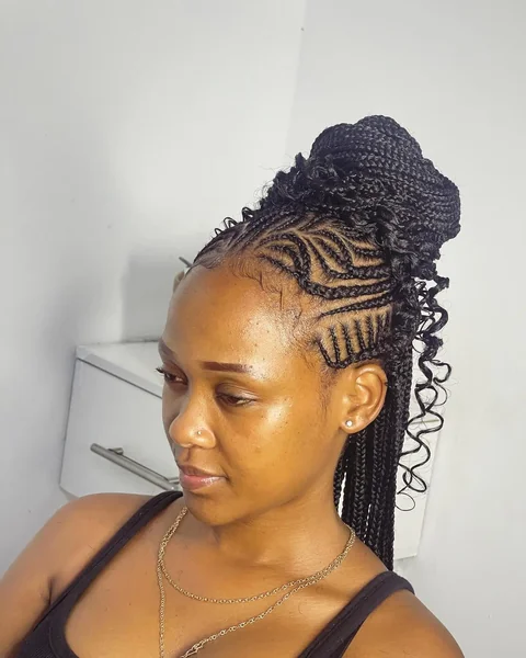 Cornrow Braided High Bun
