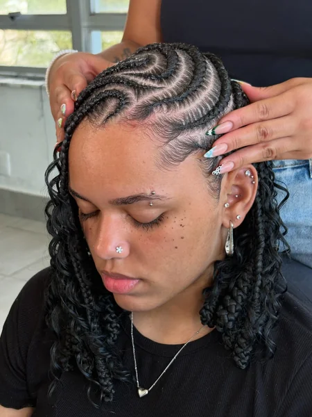Swirl Cornrow Braided Bob