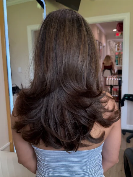 Tiered Brunette Layers from the Back