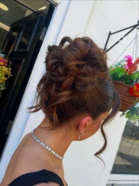 Curled Top Knot Updo
