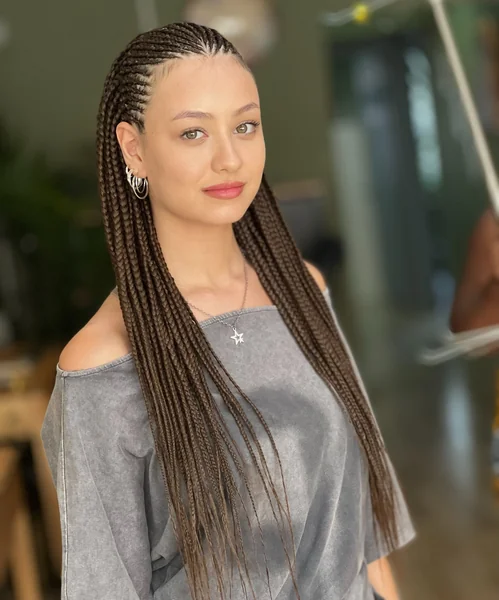 Small Cornrows with Long Braids