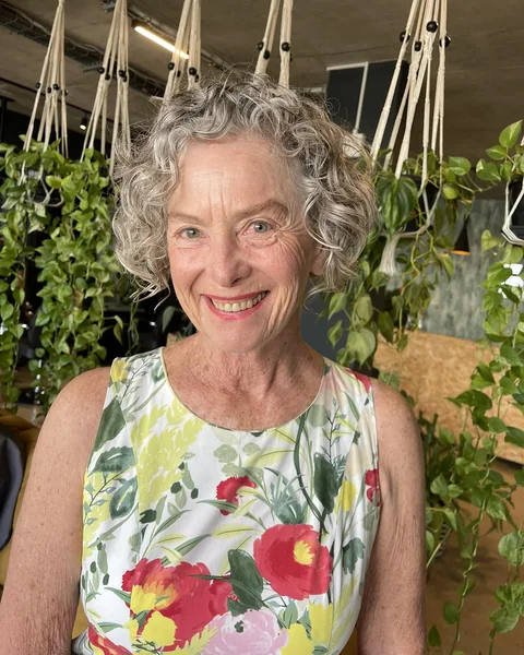 Gray Curly Bob