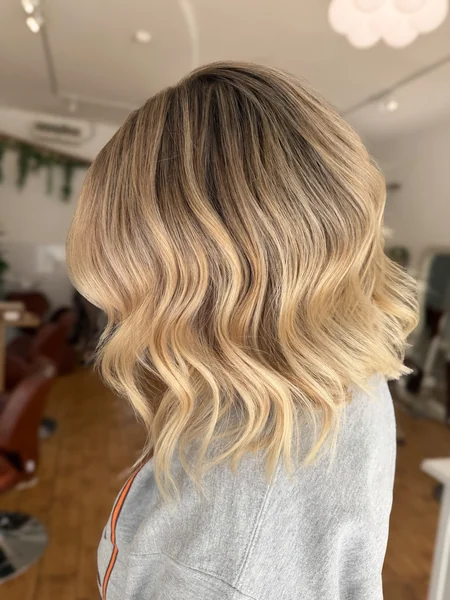 Blonde Balayage Wavy Long Bob