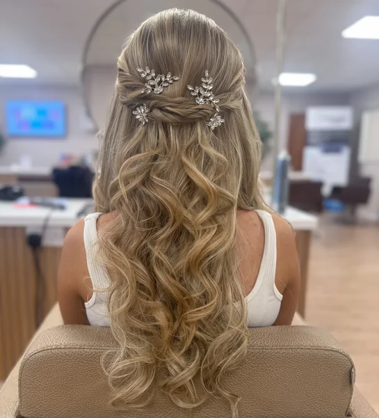 Rope Twist Half-Up with Crystal Pins