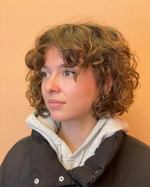Curly Bob With Bangs