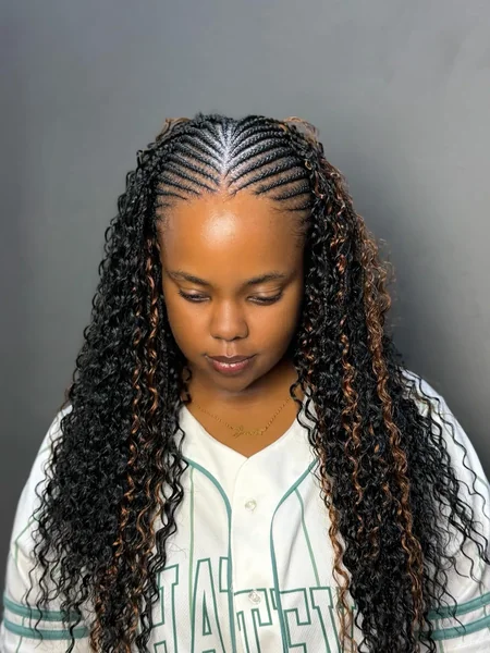 Fishbone Cornrows With Copper Highlights