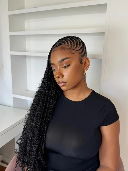 Side-Swept Cornrow Braids