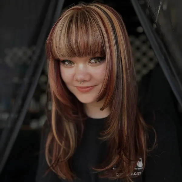 Calico Color with Blunt Bangs