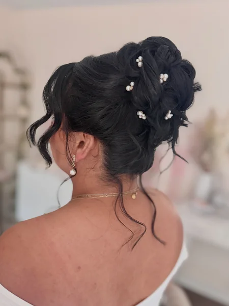 Messy High Bun with Pearls