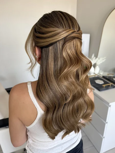 Swept Half Up Twist with Face-Framing Pieces