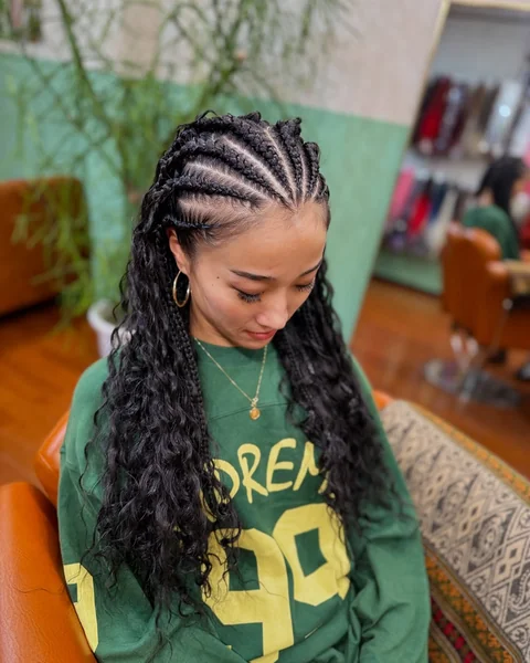 Cornrows with Boho Curls