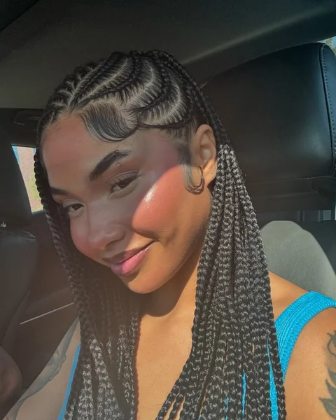 Curved Cornrows with Large Braids