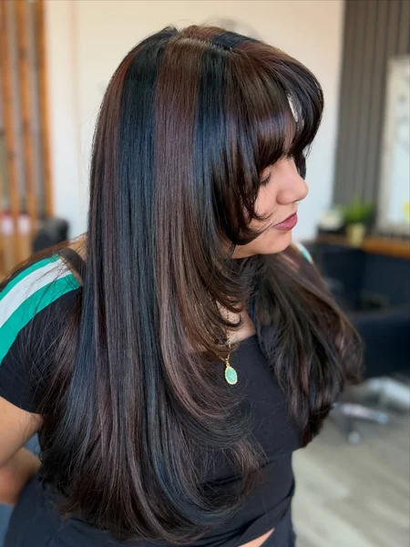 Chestnut Streaks with Bangs