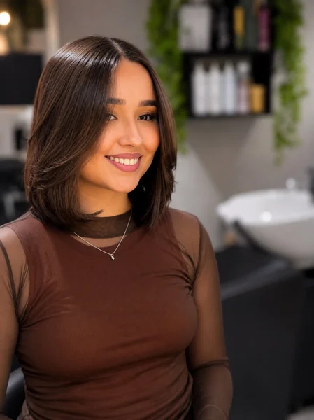 Glossy Chocolate Flicked Lob
