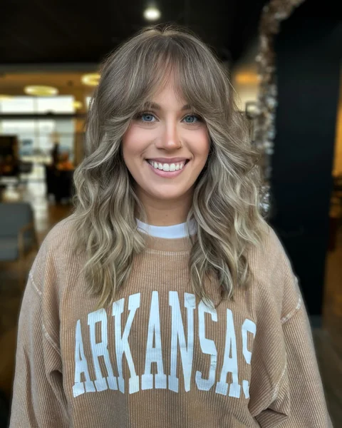 Wavy Medium Cut with Curtain Bangs