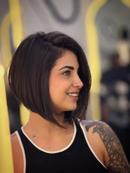 Side Part Brunette Bob