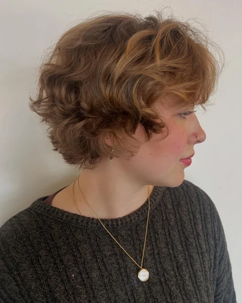 Curly Bixie with Voluminous Layers