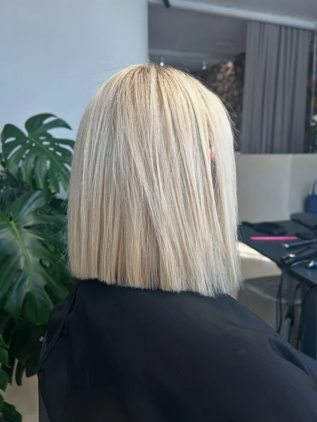 Blunt Bright Blonde Bob Back View