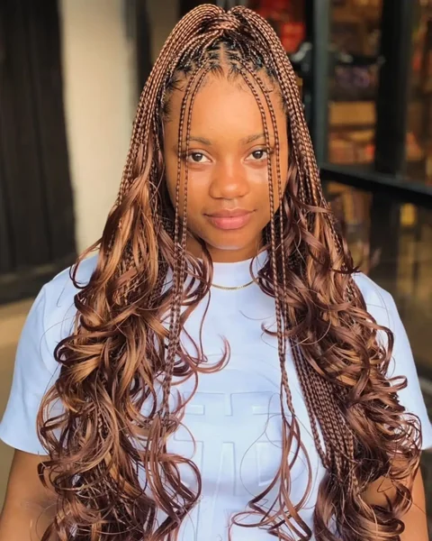 Honey-Brown French Curl Braids