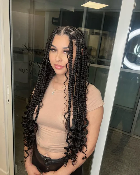 Large Boho Braids with Curly Ends