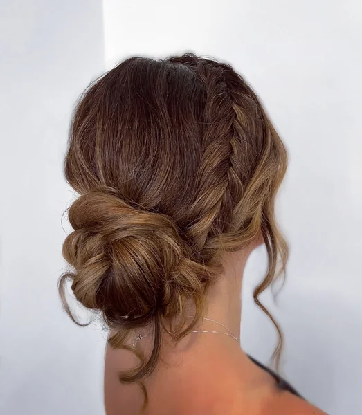 Fishtail Braid Low Bun Updo