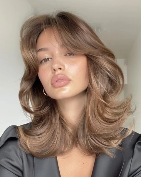 Supermodel Blowout with Curtain Bangs