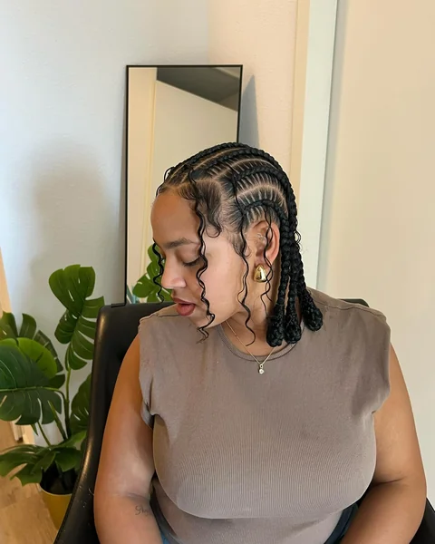 Short Cornrows with Curly Strands
