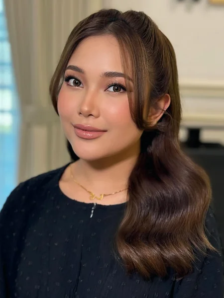Side Ponytail with Curtain Bangs
