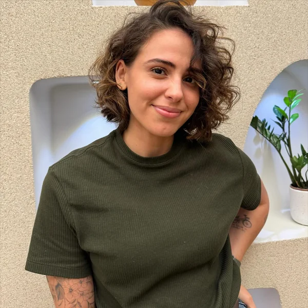 Side-Swept Wavy Curly Bob