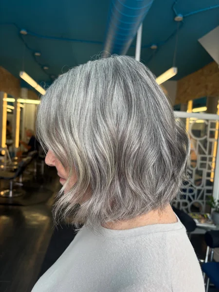 Undone Wavy Gray Bob