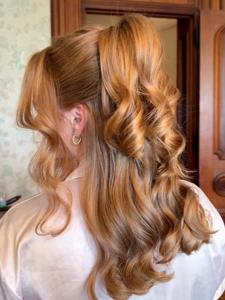 Half-Up Ponytail Updo with Curls