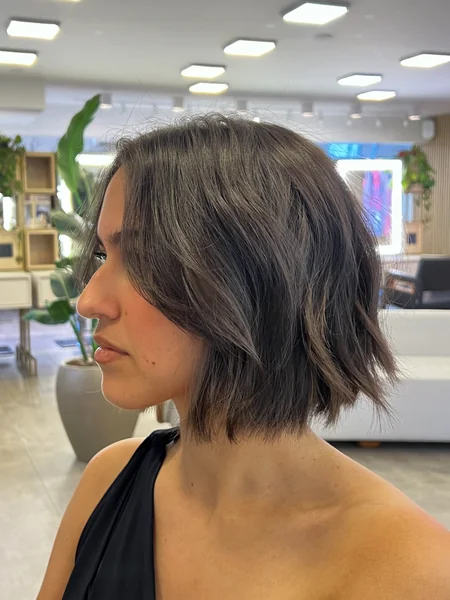 Ashy Brunette Tousled Bob