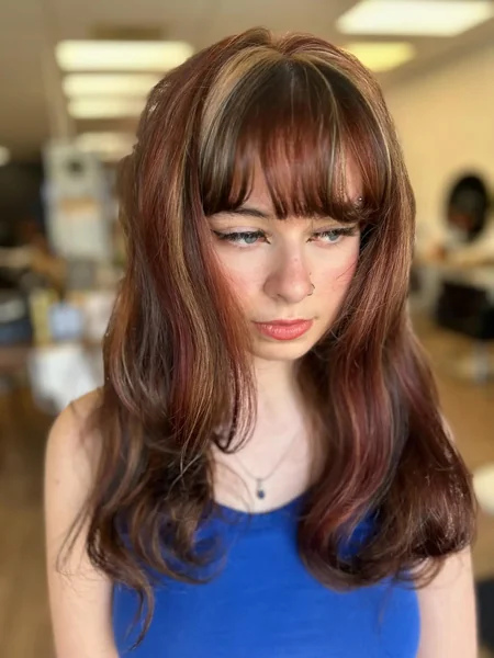 Auburn Hair with Blonde Chunks