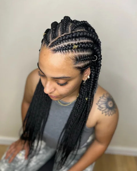 Big Cornrows with Box Braids