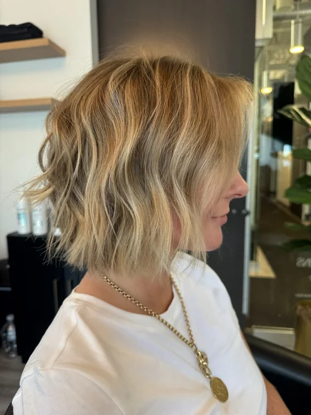 Sandy Blonde Wavy Bob